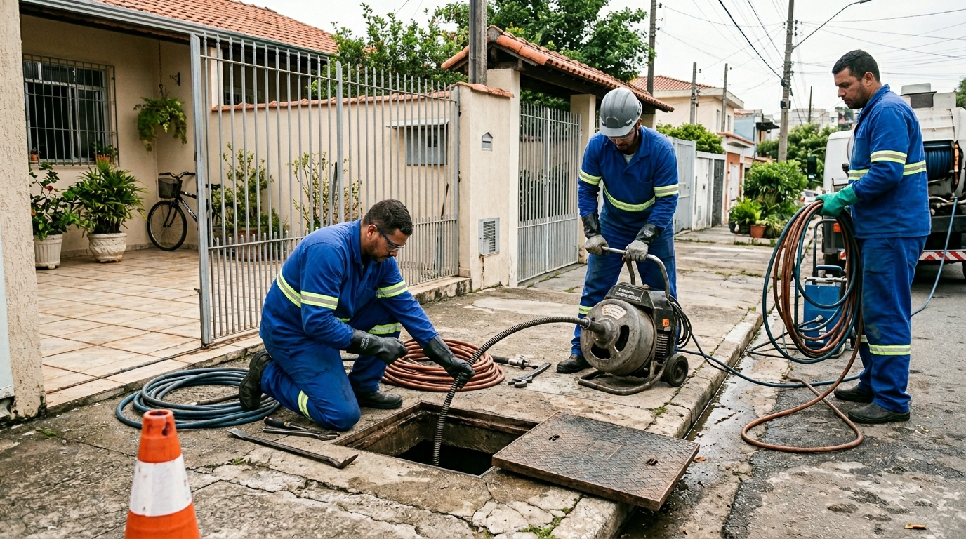Equipe de desentupimento de esgoto em Vila Velha-ES